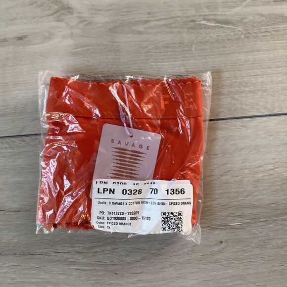 Savage Fenty Savage X Cotton High-Leg Bikini Panty spiced Orange 3X NWT in pkg - Picture 6 of 7